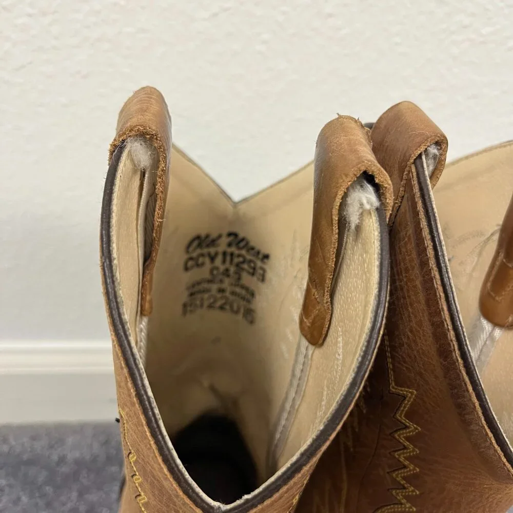 Old West | Kids Tan Brown Corona Calf Leather Boots, size 4.5